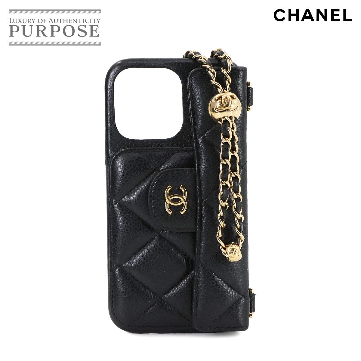美品 CHANEL キャビアスキン iPhone 13 pro ケース チェーン CHANEL - CHANEL キャビアスキン iphone 13pro ケース