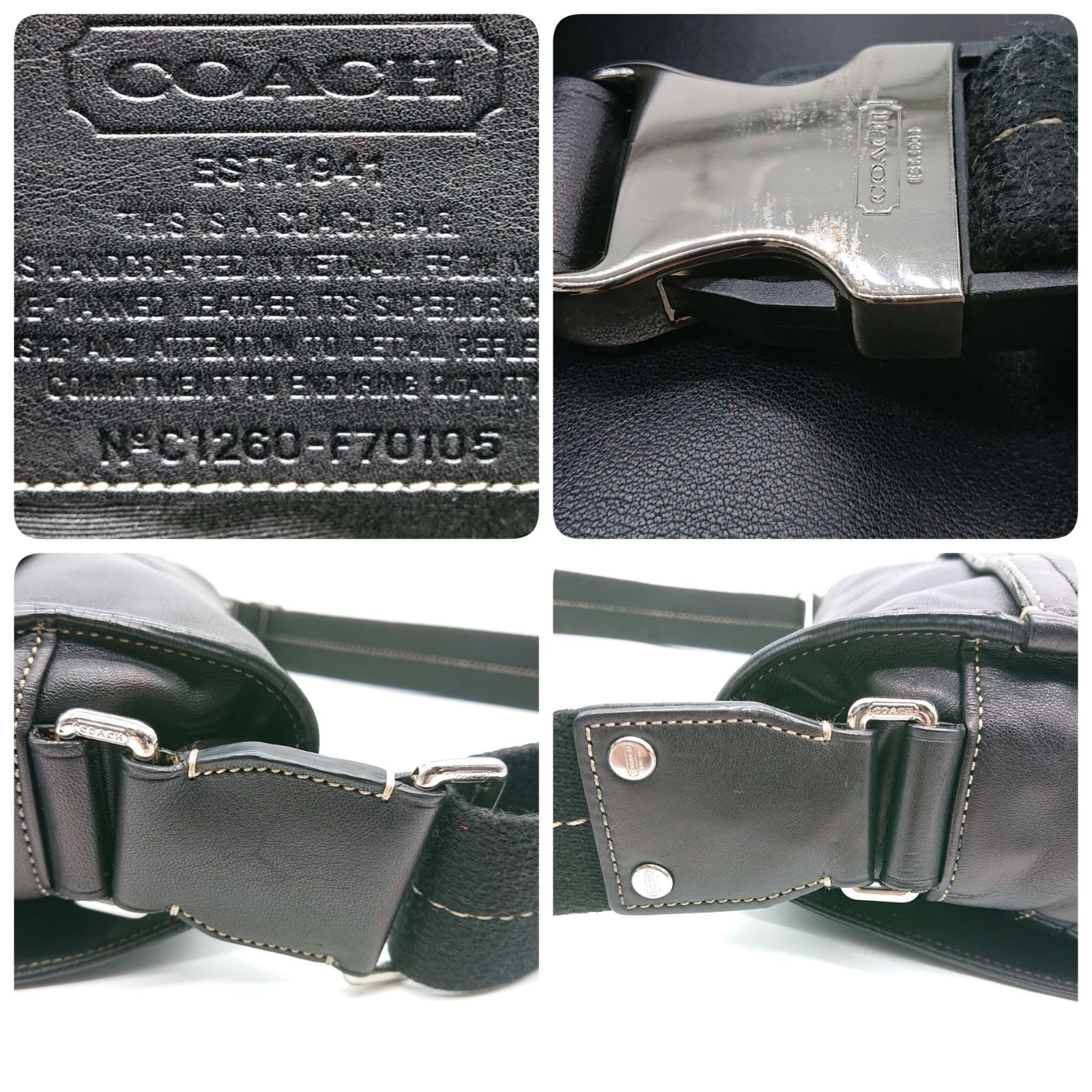COACH コーチ メッセンジャーバッグ ブラック レザー F70105