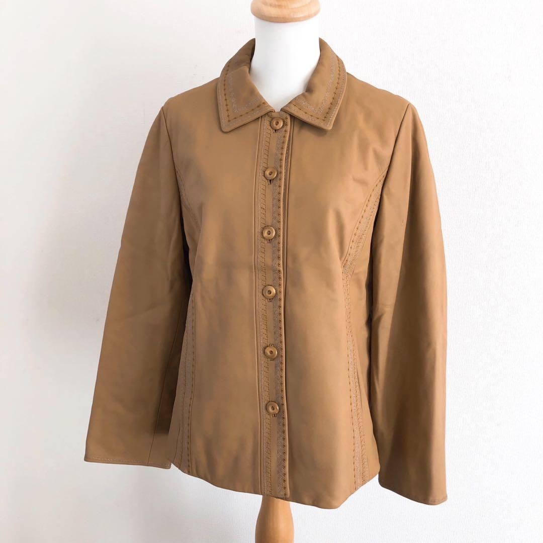 【未使用級✨】レリアン 羊革 レザーコート ステンカラー ベージュ 13+ 未使用級✨】レリアン 羊革 レザーコート ステンカラー ベージュ 13+