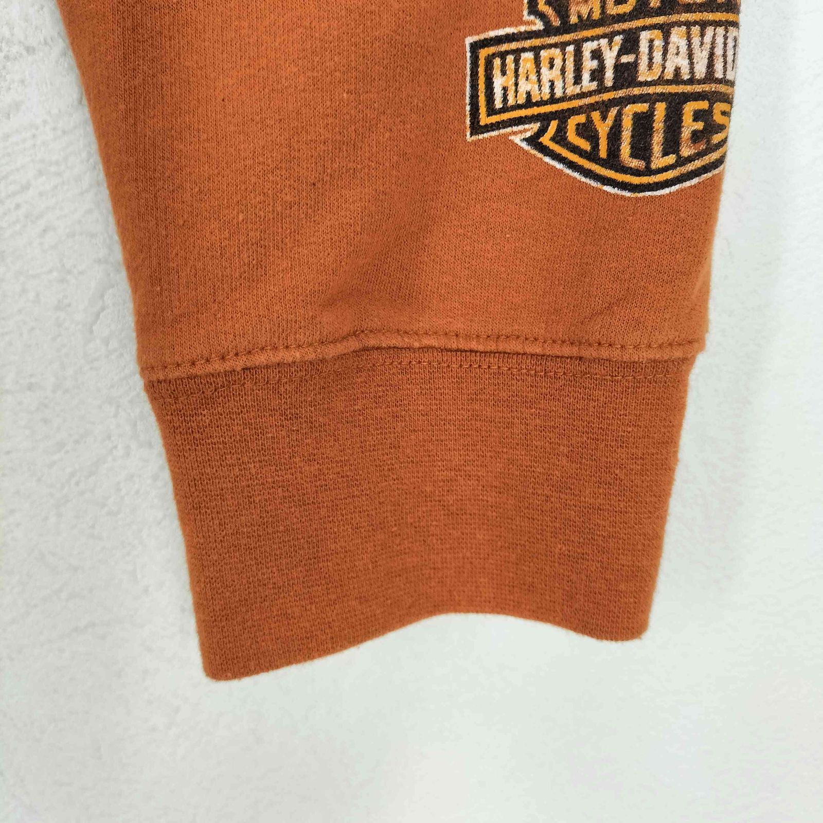 ハーレーダビッドソン パーカー プリント バイク L オレンジ 古着 12525 ハーレーダビッドソン HARLEY-DAVIDSON フロントプリントプル