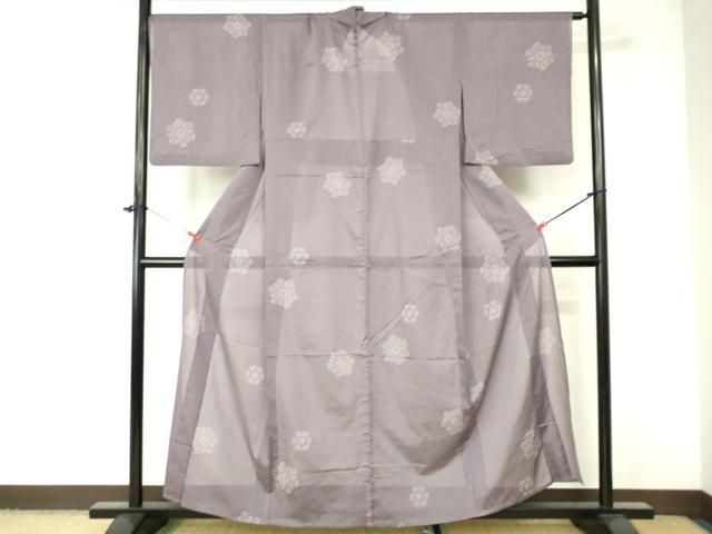 平和屋着物▽小紋 単衣 舞花文 洗える着物 AAAZ1637fy 平和屋着物＊