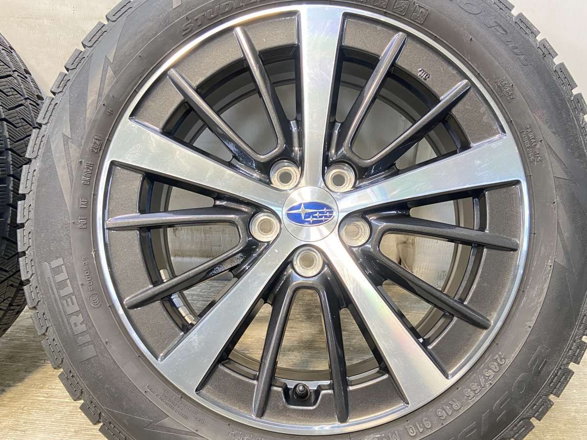 全品送料無料! 205 55R16 ピレリ アイスアシンメトリコ plus スバル純正 16x6.5 55 100-5穴 タイヤ スタッドレスタイヤ ホイールセット 4本セット w16251007903 【数量限定超特価!!】