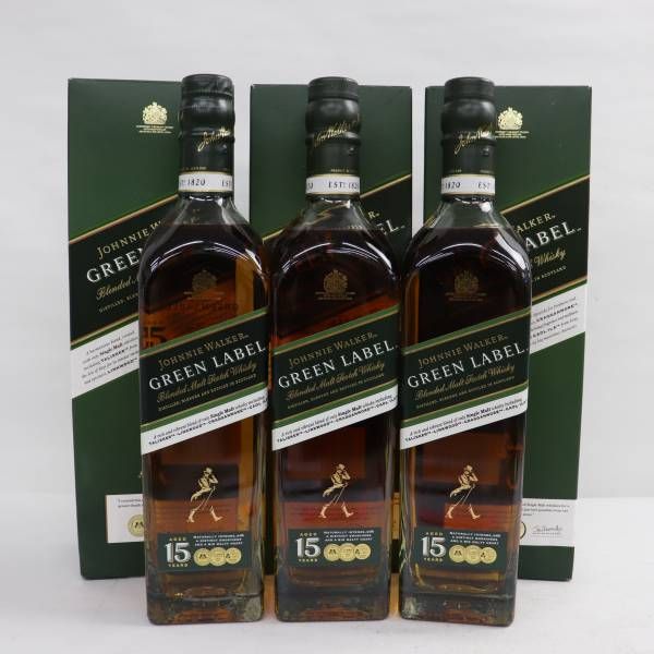 3本セット】JOHNNIE WALKER（ジョニーウォーカー）グリーンラベル 15年