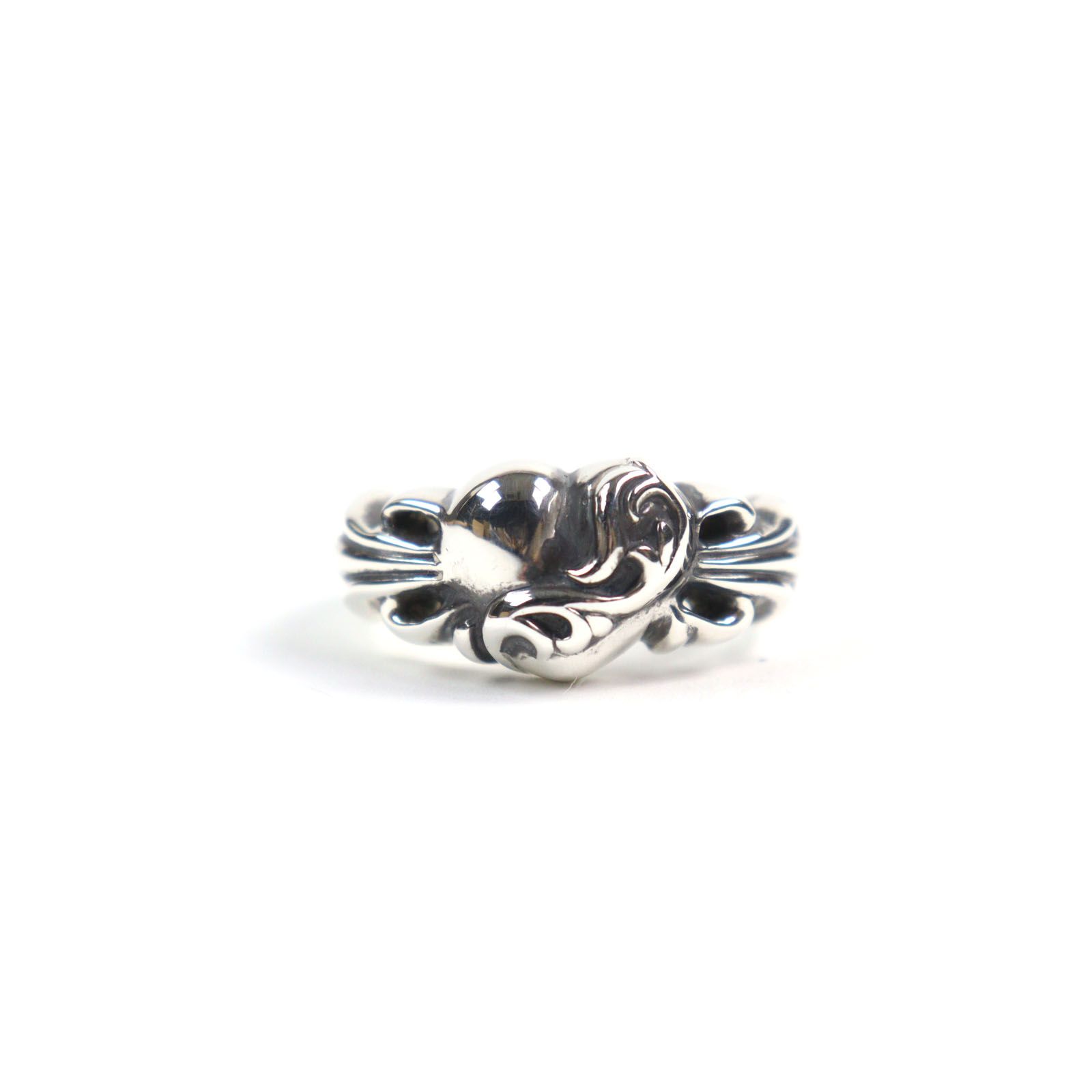 極美品○CHROME HEARTS クロムハーツ フローラルクロスハートリング