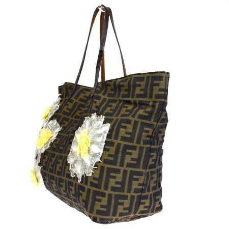 中古】 フェンディ FENDI ズッカ トートバッグ ショルダー 花柄 