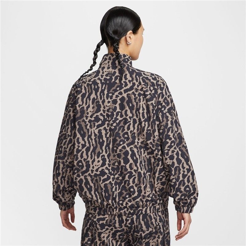 ナイキ ウィンドブレーカー 上下 レディース NIKE ウーブン プリンテッド ダブルジップジャケット ロングパンツ セットアップ オーバーサイズ アニマル柄 アウター ジョガーパンツ 上下組 IB7264-IB7267-010 LLC-HASEGAWATOSO_COM