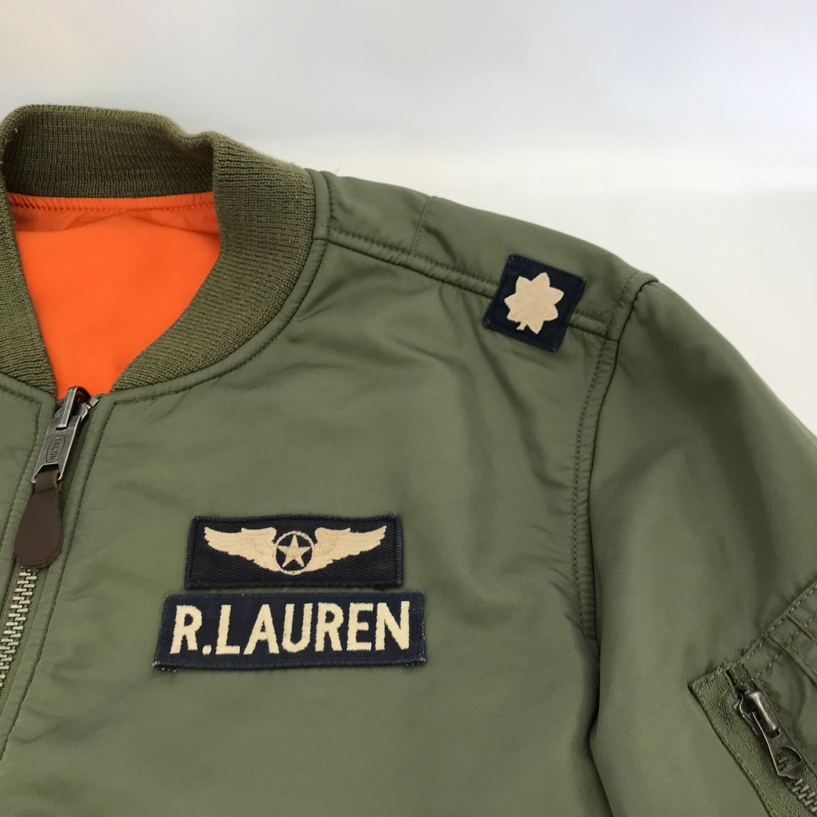ラルフローレン　正規品　MA-1　フライトジャケット　カーキ　美品 POLO RALPH LAUREN ポロ・ラルフローレン リバーシブル フライト