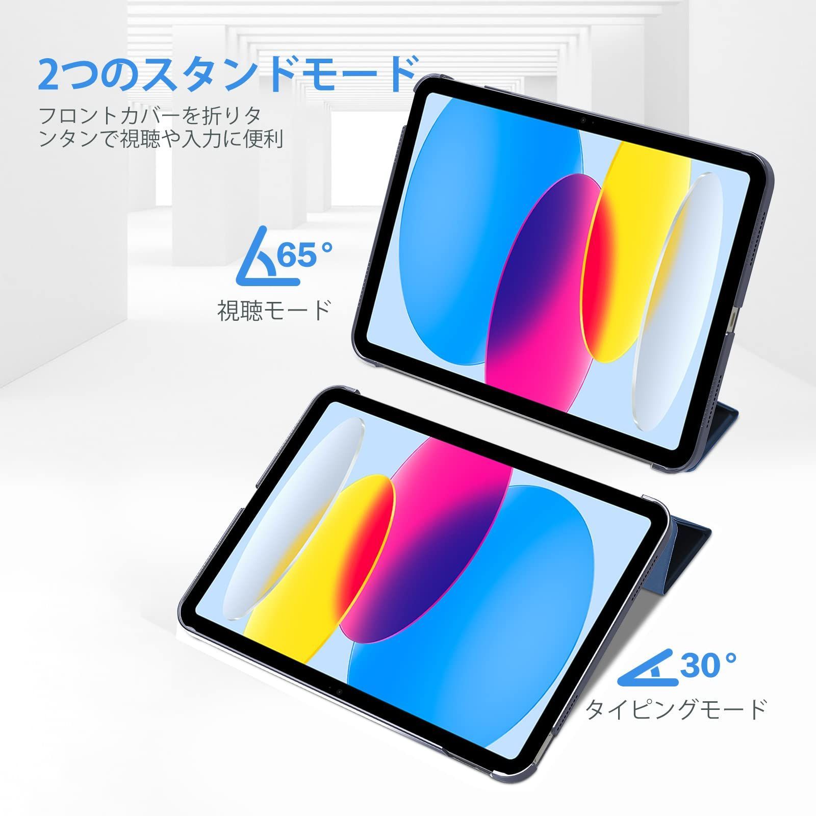 数量 2025通用 2025 10 9インチ 軽量 iPad A 16 11インチ 耐衝撃 ケース 三つ折り 11世代 10世代 スタンド スマートカバー ダークブルー ProCase