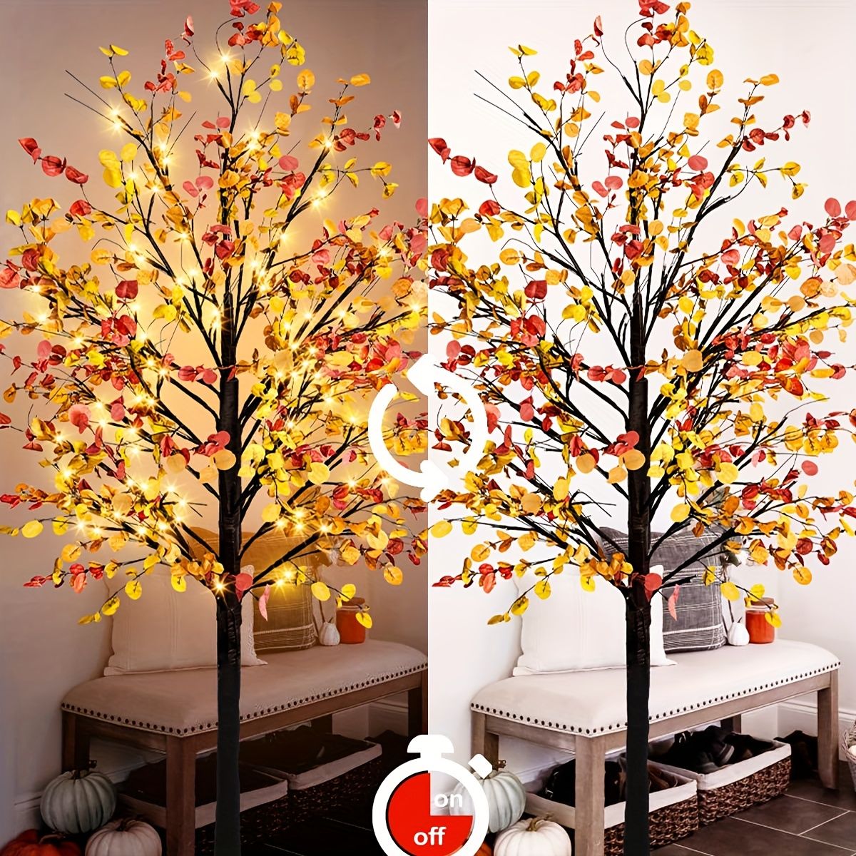 高さ約183cm LEDユーカリツリー イルミネーション 感謝祭|クリスマス|ハロウィン|祝祭|秋の装飾 USB電源 電飾 室内装飾 癒やし空間演出 USTAUSTRALIA_COM_AU