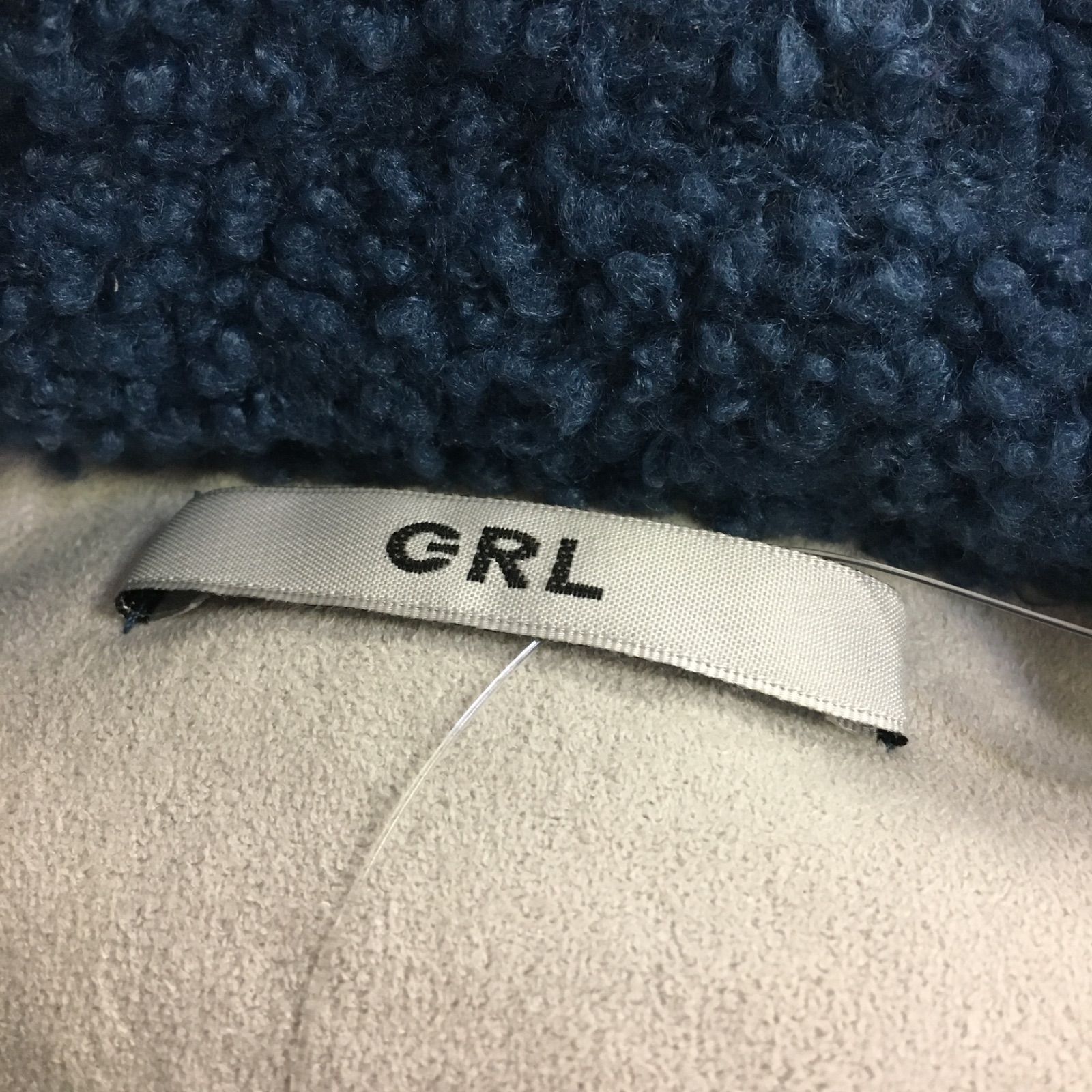 美品】GRL グレイル ボアジャケット ライダース ブルー レディース