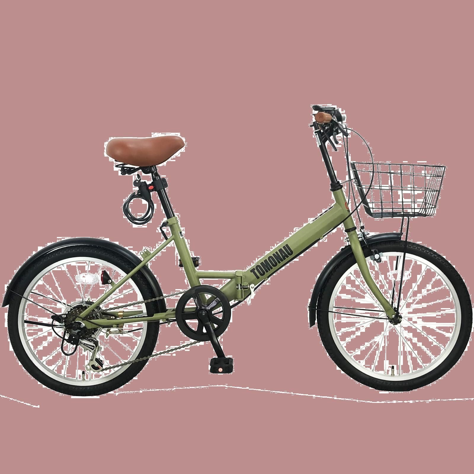 通勤 通学 ライト付き ワイヤー錠 街乗 カゴ 前後泥除け装備 シマノ6段変速 ハンドルの高さ調節できる 20インチ 折りたたみ自転車 小径車 折り畳み自転車 ミニベロ TOMONAU