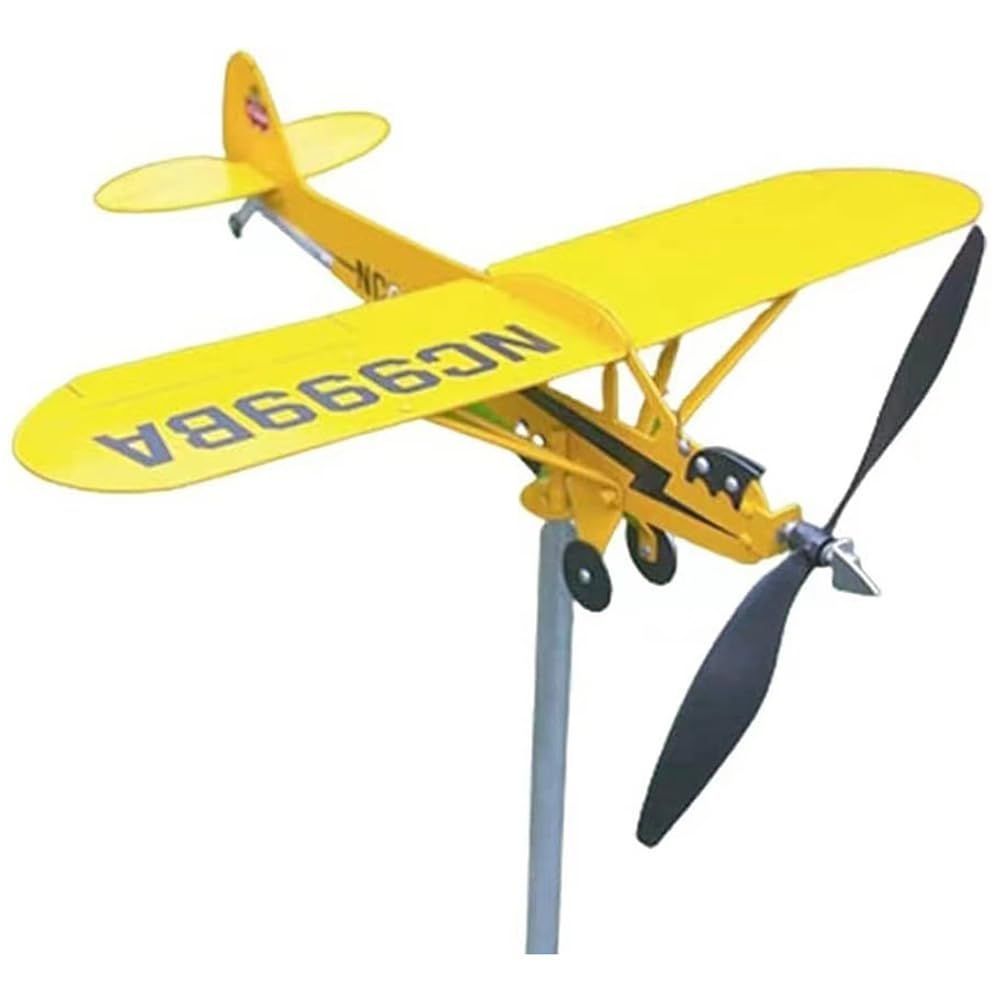 HANABASS 風向計 3D 飛行機 頑丈 かざぐるま 耐久 飛行機ウェザーベーン 取り付け簡単 航空機モデリング風車 金属製 屋外装飾用風向計 防水 風見鶏 風向感知 回転プロペラ 庭飾り風車 花壇 芝生