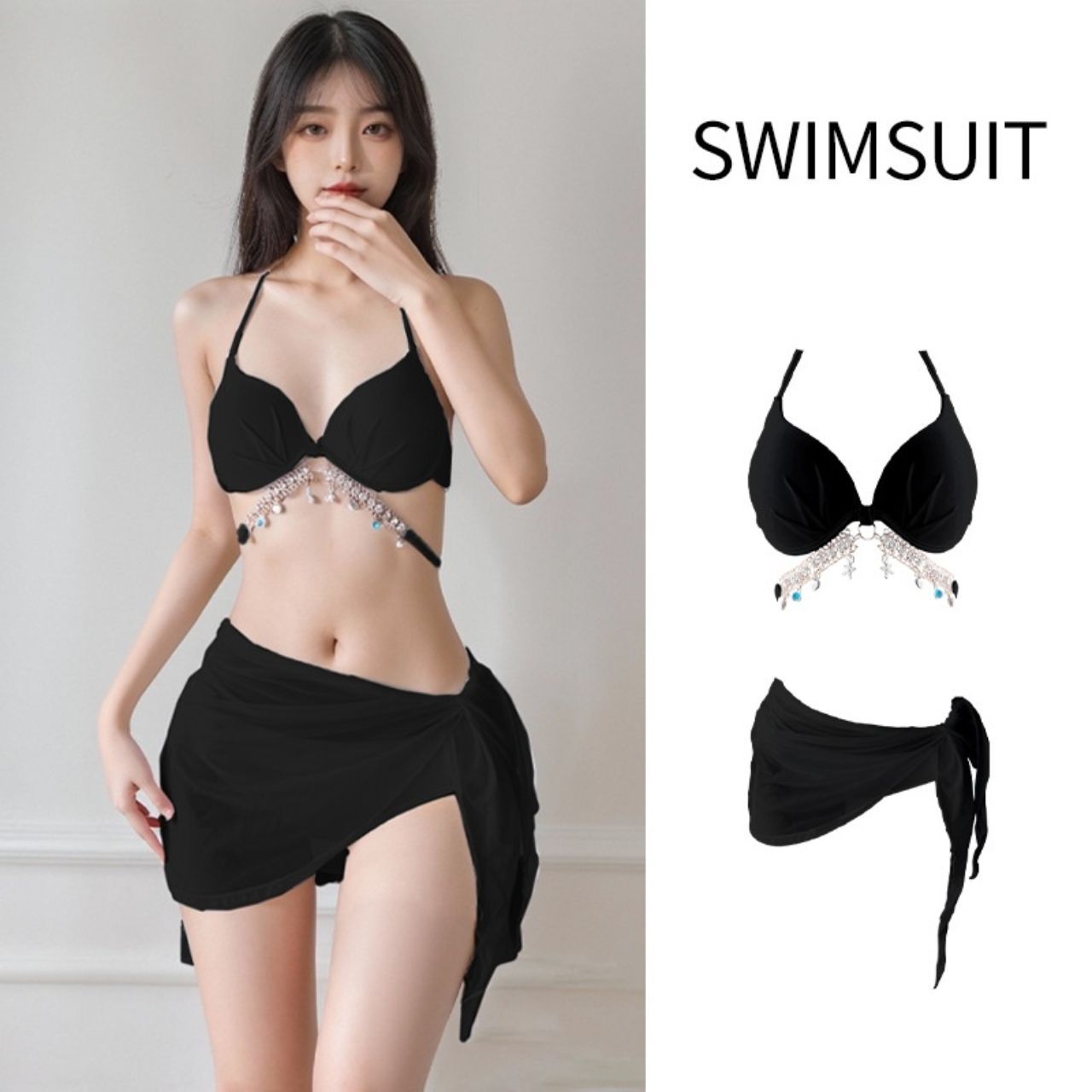   ブラック セパレート水着　ビキニ　海　夏　プール ⭐新品⭐高級感 ブラック ビキニ ♡チェーン装飾がエレガント