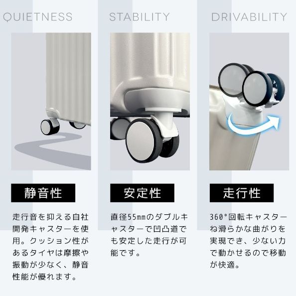 スーツケース ストッパー付き Mサイズ USB充電ポート カップホルダー