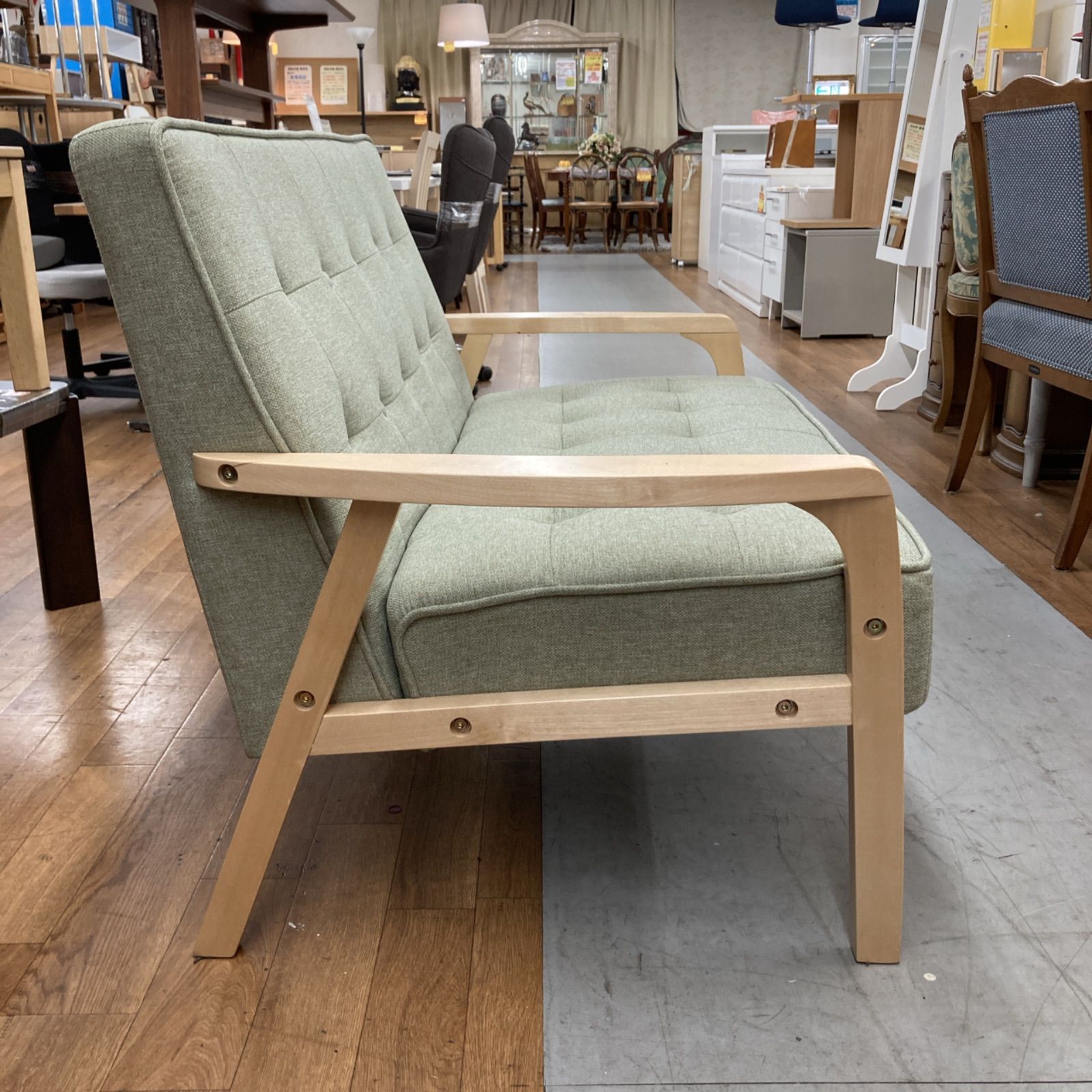 コンパクト2Pソファ 天然木