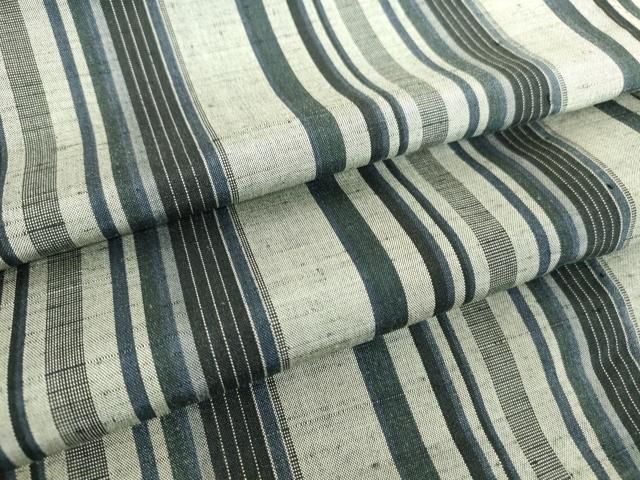 平和屋着物▽上質な紬 単衣 縞 正絹 逸品 DAAT9884az