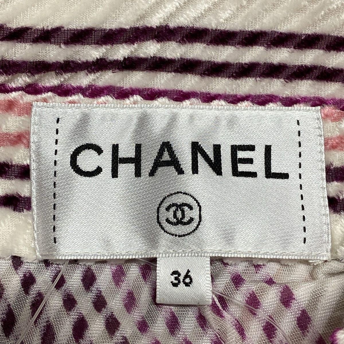 CHANEL フリル長袖トップス 34サイズ アイボリー CHANEL フリル長袖トップス 34サイズ アイボリー