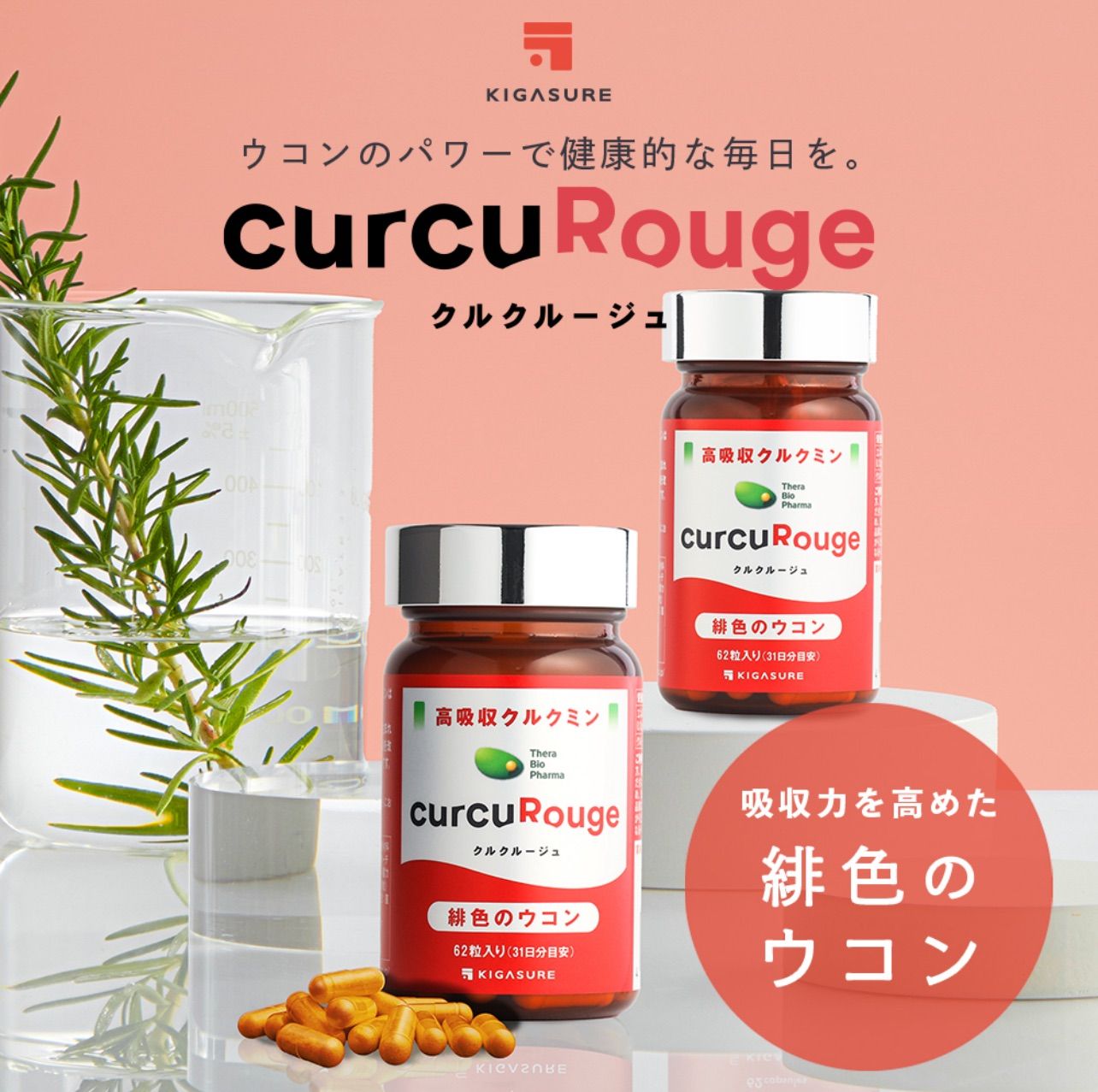 クルクルージュ 高吸収型 クルクミン ウコン サプリ 62粒 2個セット Amazon | KIGASURE 高吸収型 クルクミン サプリメント 62粒 1