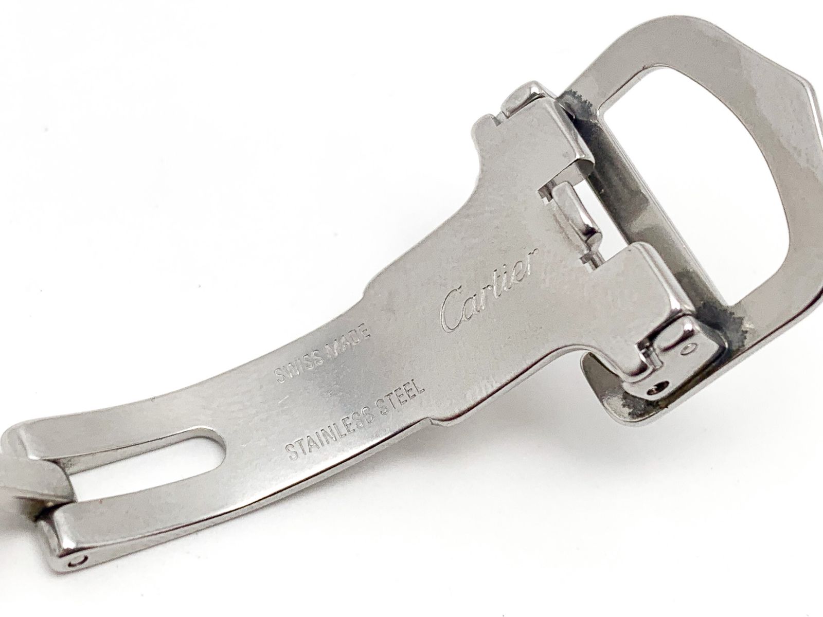 Cartier　純正品　Dバックル　ステンレス　14mm対応　洗浄済、美品 CARTIER Cartier カルティエ ステンレス SS 純正 ベルトバックル D