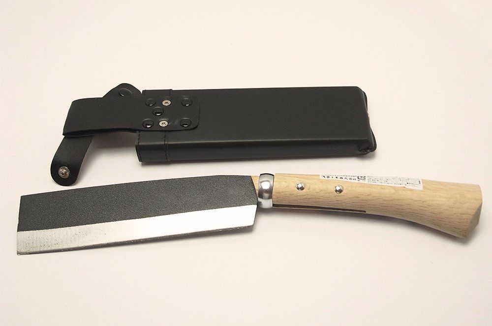 浅香工業 宝長久寛文作 鋼付サヤ鉈 180mm 両刃