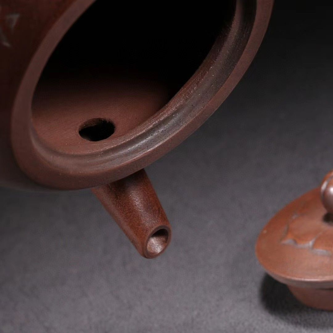 中国古玩 ・梅蘭竹菊壺・原鉱泥・宜興紫砂壺・紫砂手彫・