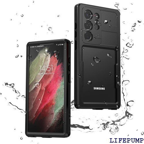 Samsung Galaxy S23 Ultra 防水ケース 6.8インチ JOMA-E Shop 米軍MIL規格取得 Qi充電対応 三層構造 ギャラクシー SC-52D カバー 防塵 防雪 防水レベルIP68 人気 au SCG20 耐 ブラック 1296