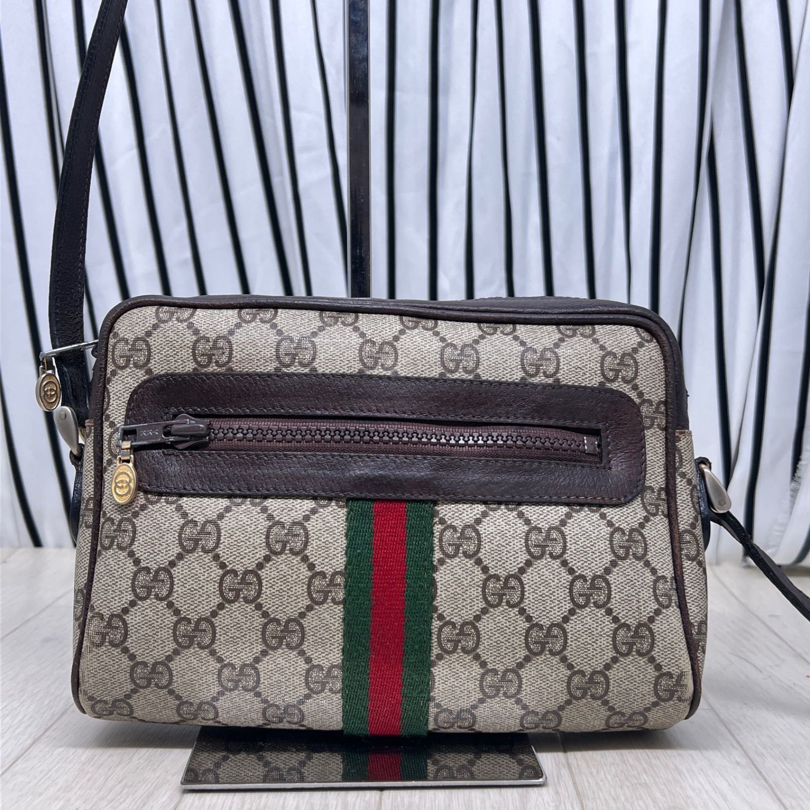 格安】GUCCI×オールドグッチ斜めがけPVCシェリーラインショルダー