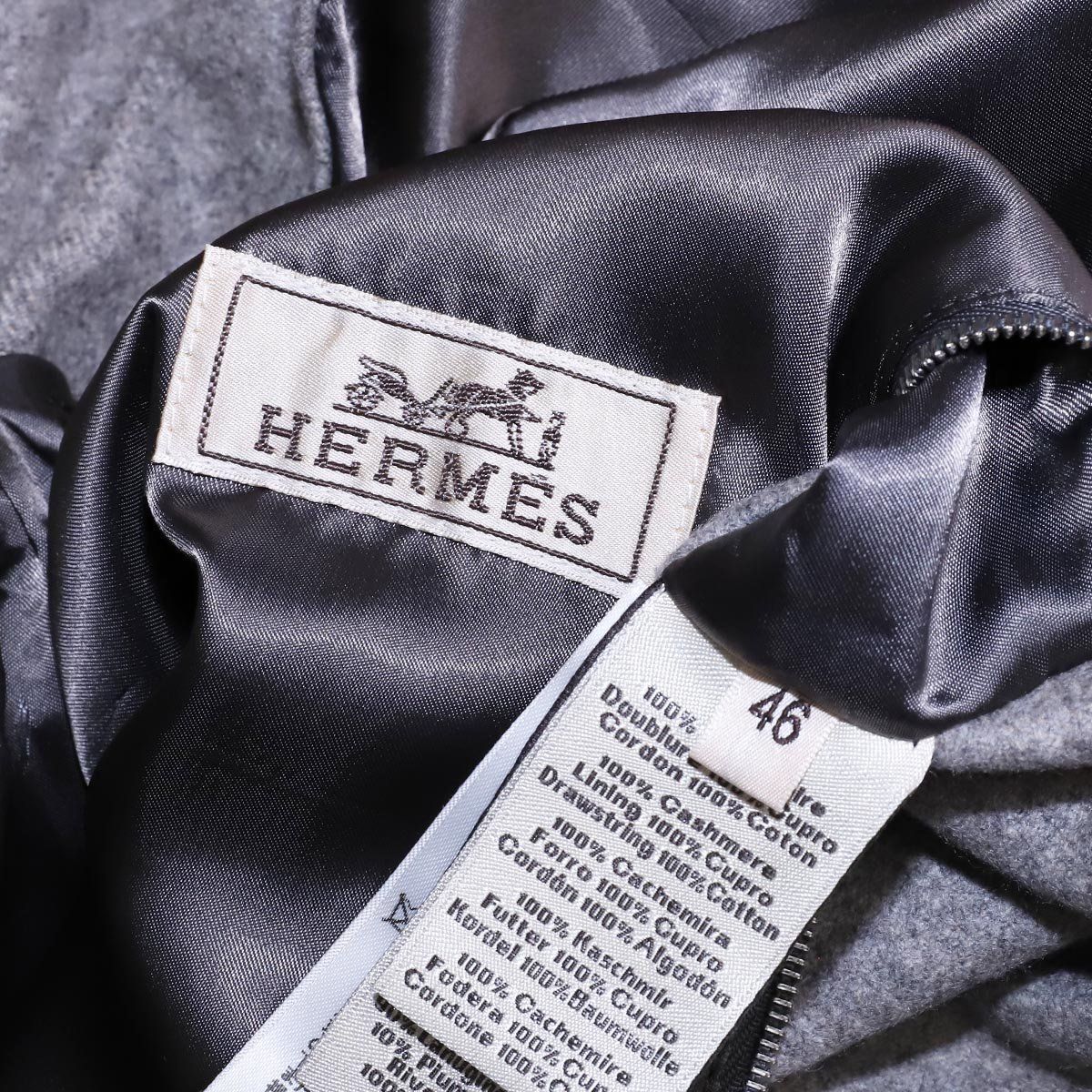 極美品✨️HERMES ダブルフェイス カシミア ツイード フーディロングコート 極美品✨️HERMES ダブルフェイス カシミア ツイード フーディ