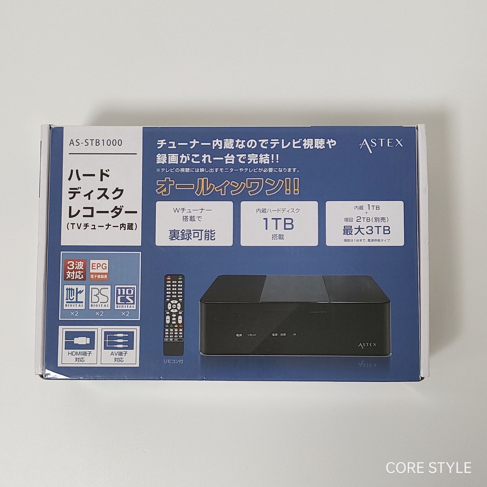 ☆新品未使用 ASTEX AS-STB1000 裏録画対応 ハードディスクレコーダー チューナー内蔵 1TB S44 - メルカリ