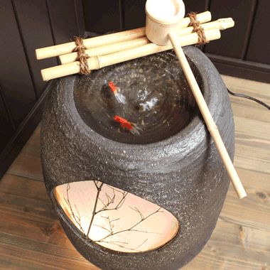 信楽焼 陶器 手水鉢 和風 ライト 循環式電動つくばい 湧き水つくばい