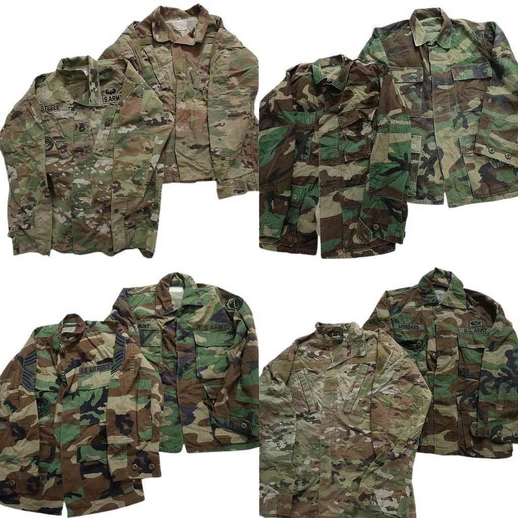 古着卸 まとめ売り 米軍実物 フィールドジャケット カモ柄MIX ミリタリー 8枚セット (メンズ XS /33 ) マルチカム ウッドランド  MW0205