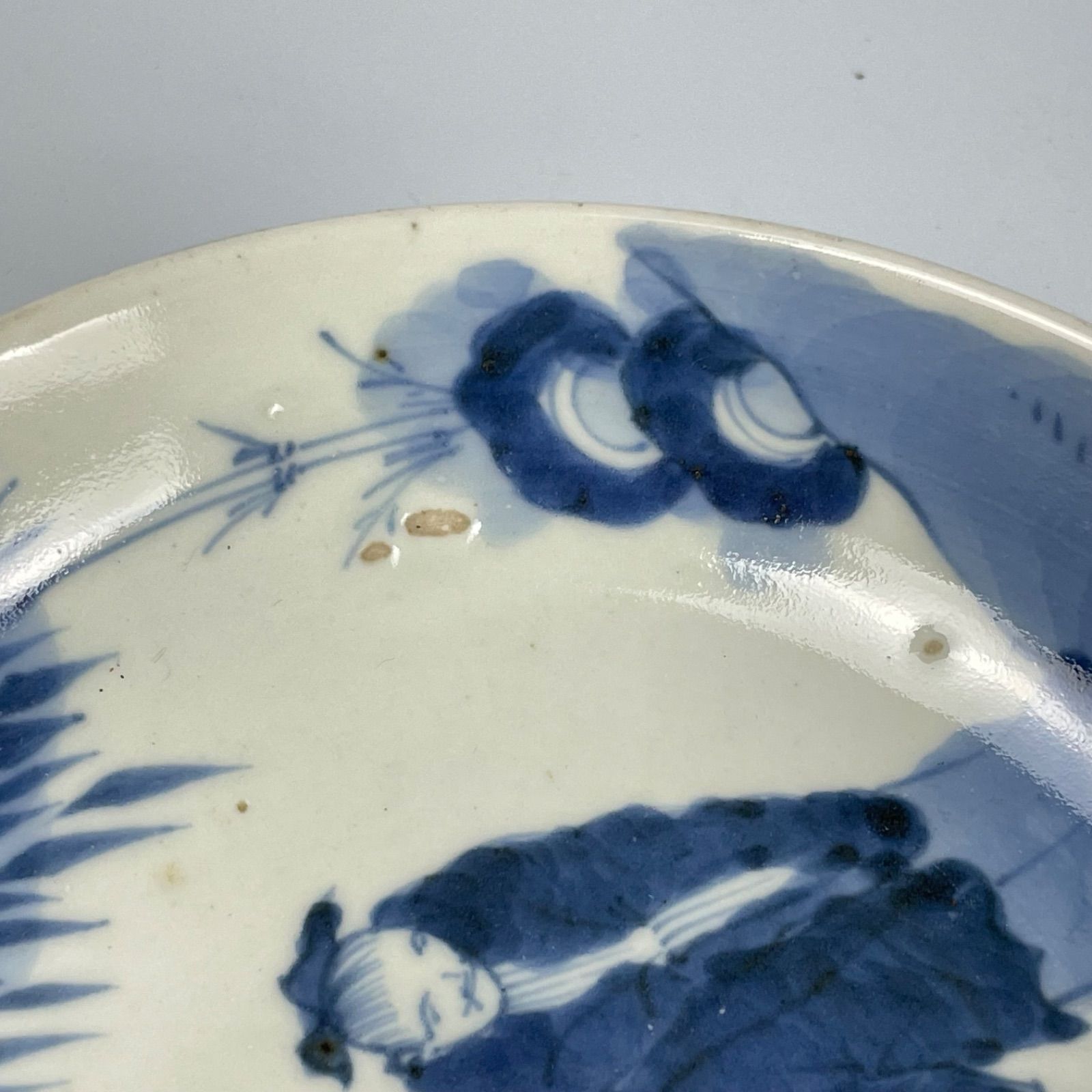 243 染付 伊万里焼 竹林賢人図 古伊万里 骨董 アンティーク 5寸皿 5枚