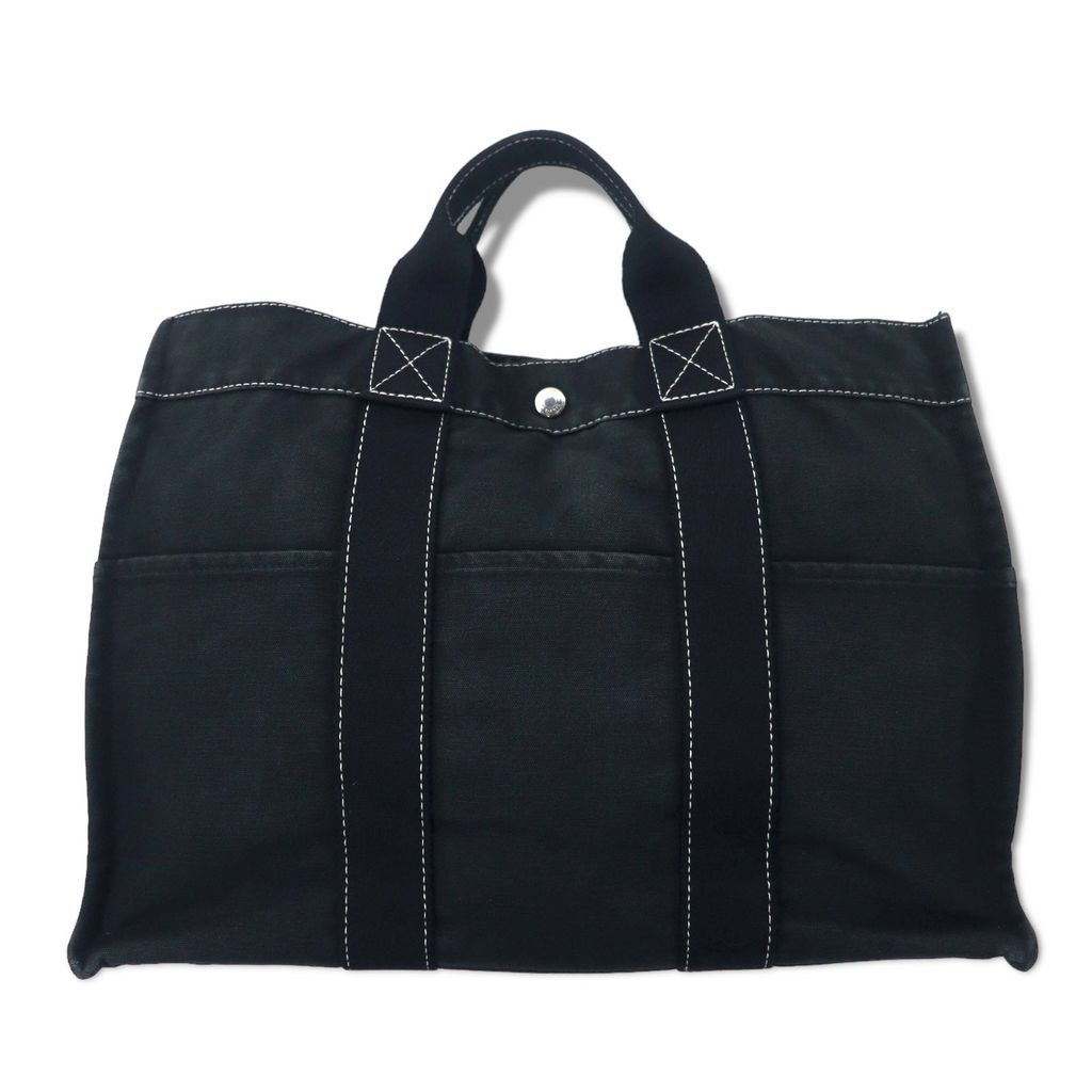 HERMES フランス製 ドーヴィル MM キャンバス トートバッグ ブラック HERMES フランス製 ドーヴィル MM キャンバス トートバッグ