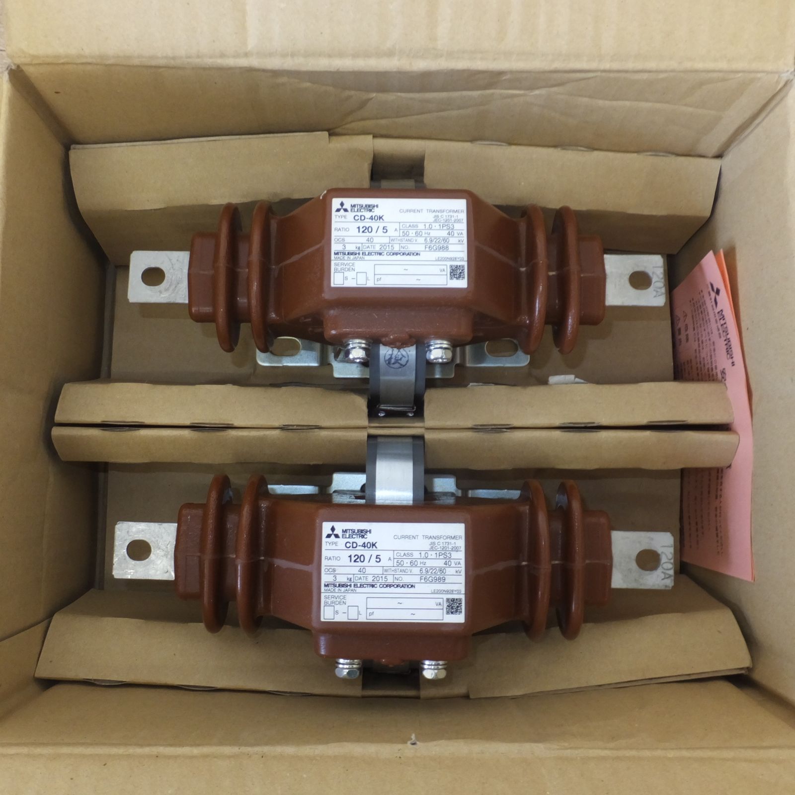 三菱電機 MITSUBISHI 計器用変成器 変流器 電力管理用計器 CD-40K RATIO 120|5A 2個入