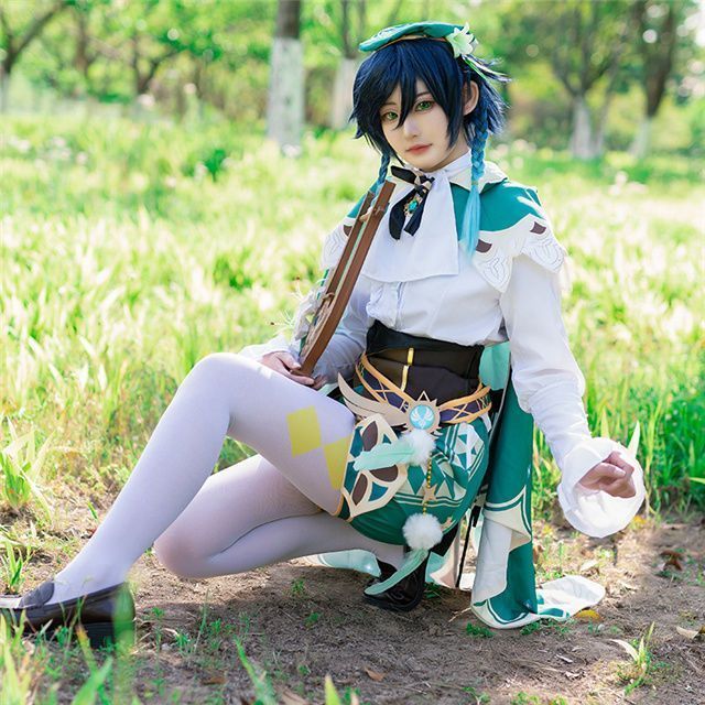 新品未使用 原神 ウェンティ モンド風神バルバトス コスプレ衣装 フル