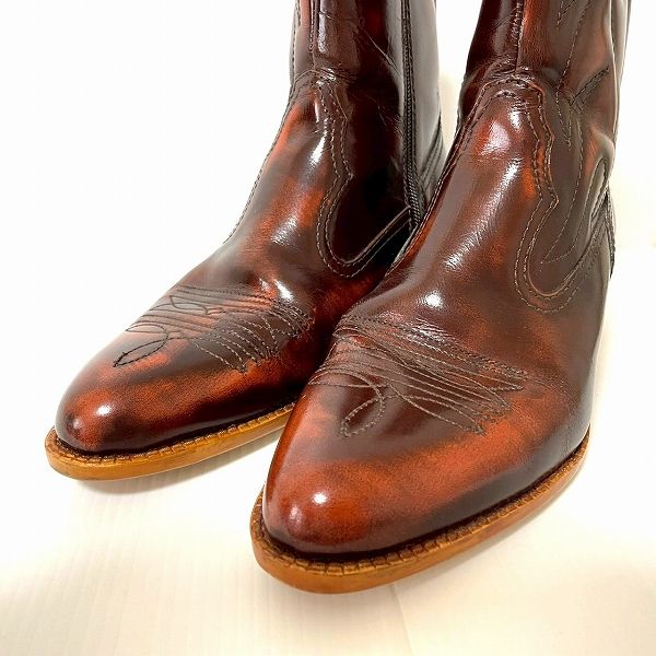 ans テキサスヴィレッジ TEXAS VILLAGE ブーツ ウエスタンブーツ 25 1 2 茶 レザー メンズ 958262