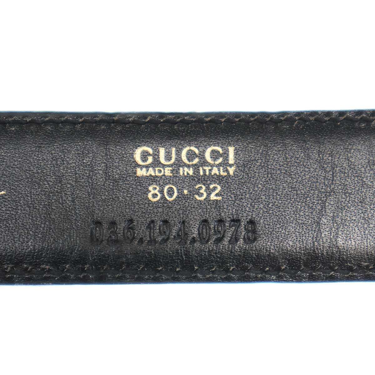 GUCCI グッチ ホースバックルレザーベルト ブラック 80/32 - メルカリ