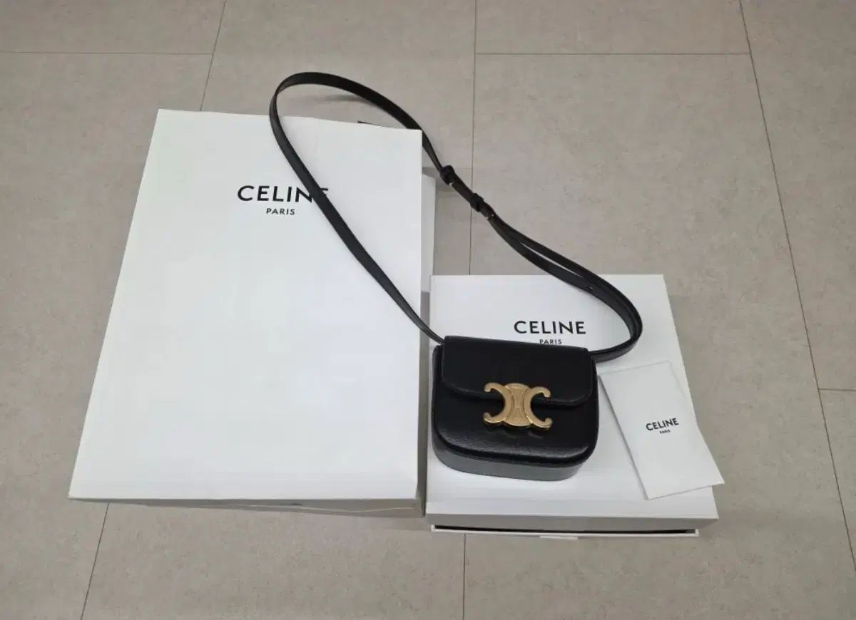 Celine セリーヌ ミニ クロード シャイニー 光沢 ミニバッグ ブラック デパート編