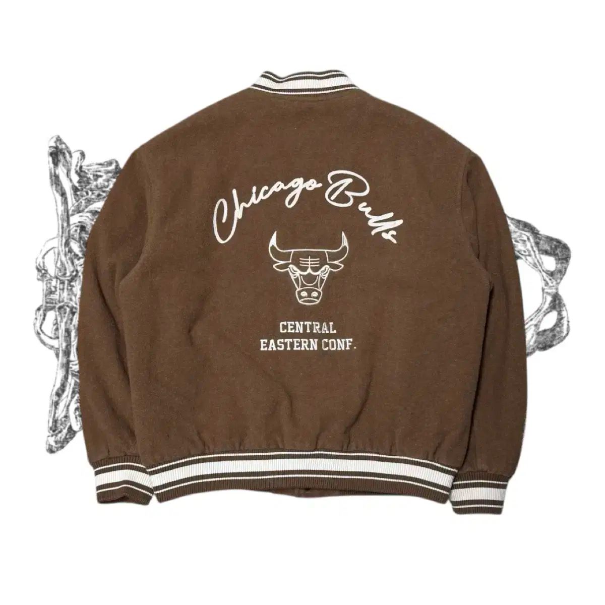 NBA シカゴ ブルズ ブラウン スタジャン ジャケット