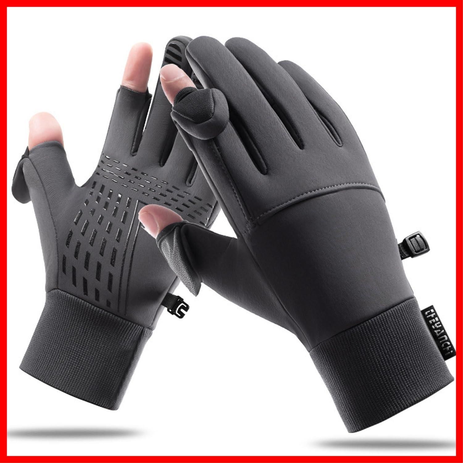 数量 防寒手袋 裏起毛 メンズ 2本指出し 保温 防風 冬 滑り止め スマホ対応 撥水加工 フィッシンググローブ 自転車手袋 バイク サイクリング アウトドアグローブ 釣り スキー ランニング Hsdvdva 登山 男女兼用