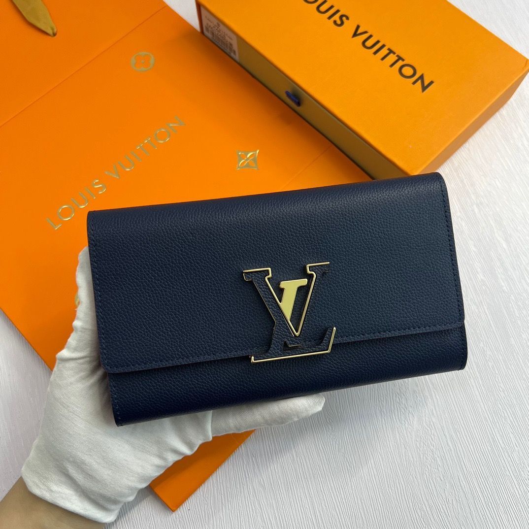 《人気★》新品 ルイヴィトン Louis Vuitton 財布 ポルトフォイユ・カプシーヌ ノワール トリヨン レザー 長財布