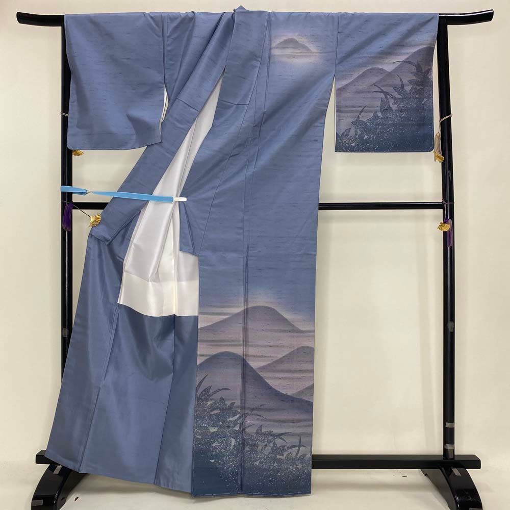 【極美品】「白山工房謹製」石川県指定無形文化財 本場牛首紬 天鵞絨色（深緑色） 極美品】「白山工房謹製」石川県指定無形文化財 本場牛首紬 天鵞絨