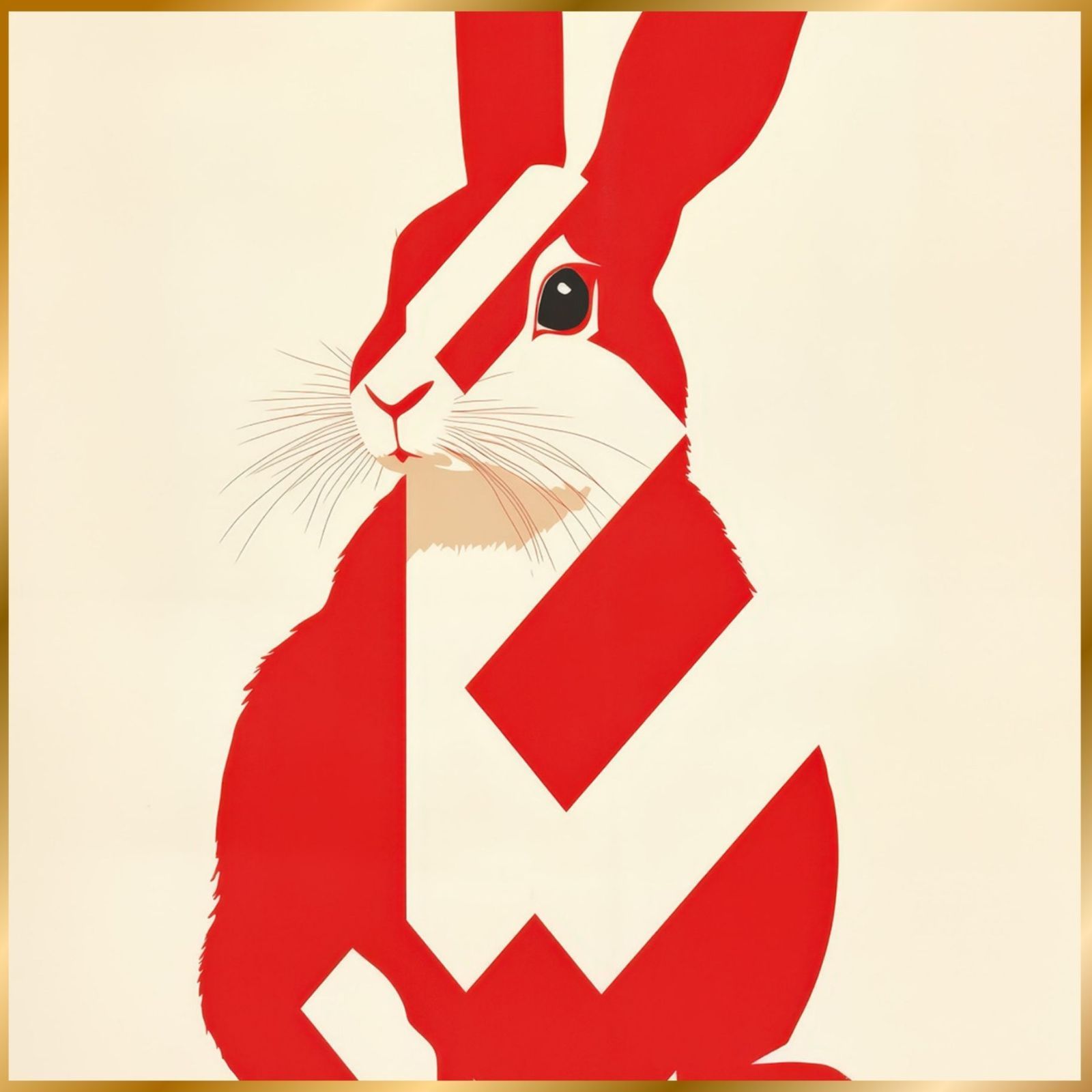 Red Passion - ネザーランド ドワーフ ラビット No.3 うさぎ ウサギ 兎 うさぎの絵 うさぎのイラスト ミニマリスト ミニマリズム シンプル インテリアアート ペットロス 記念日 アートポスター ギフト プレゼント