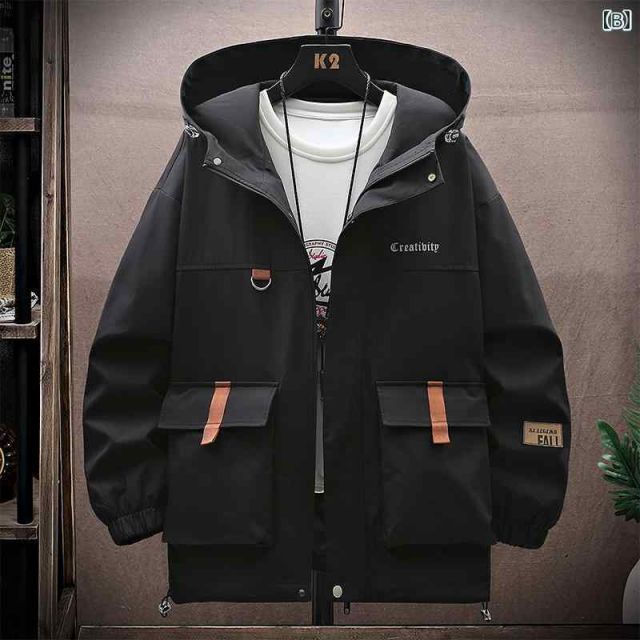 [M]春 コーデ メンズ  服 シンプル ファッション オシャレ 大人 かっこいい 大きいサイズ ストリート 紳士服  ワーク ジャケット カジュアル フード付き ジャケット 服