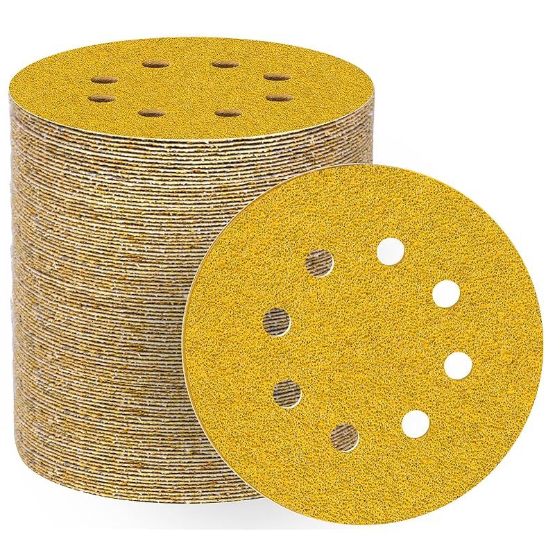 HWXINIE サンディングディスク 125mm #60番 丸型 サンダーペーパー 80枚 マジック式 ディスクペーパー 8穴 サンディングペーパー 電動サンダー用サンドペーパー 金属磨き 木工DIY作業に 車の研磨 1