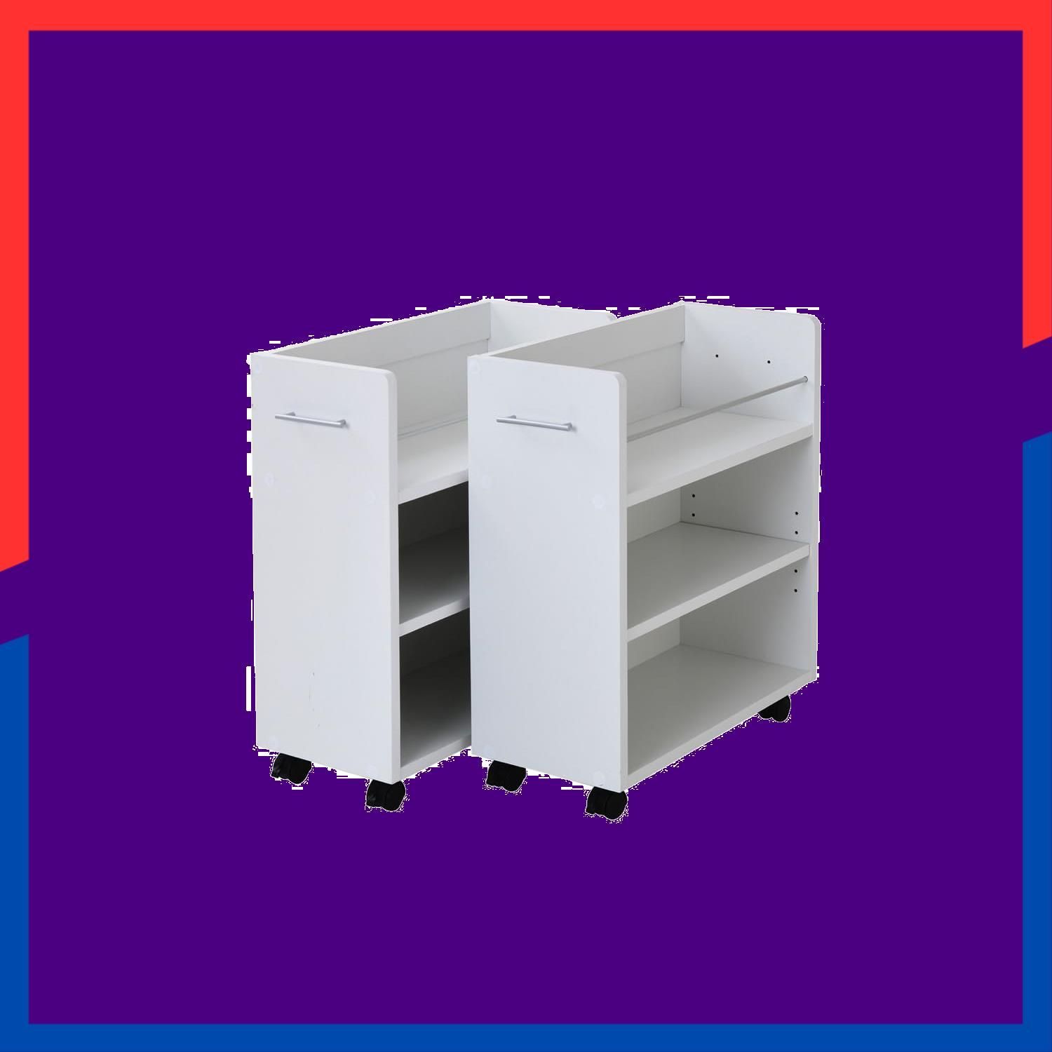 【人気商品】コミック 本棚 棚 収納 収納 隙間 生活用品 スライド 日用品 大容量 ワゴン ワイド キャスター付き .5 奥行58 RESGT0136WH 幅26.5 A4ファイル 2個セット ラック クローゼット JKプラン