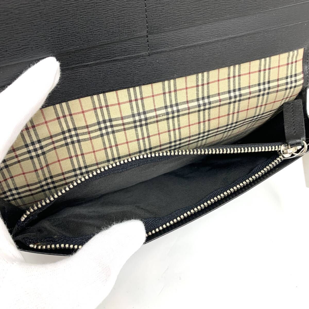 D0150 美品！ 格安！ BURBERRY バーバリー ノバチェック 二つ折り 長