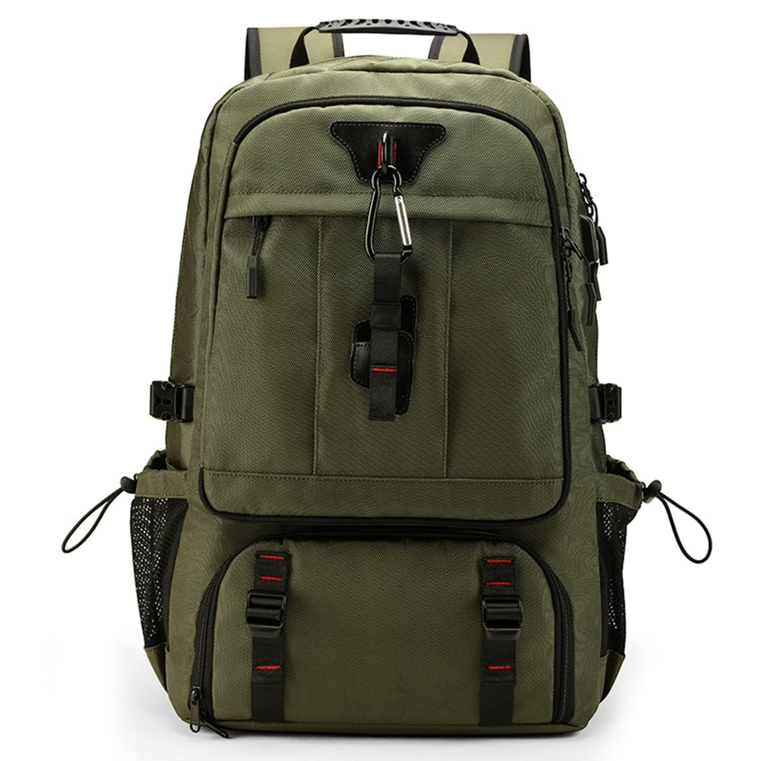 shrradoo 登山バッグ 防水 バックパック 65L 大容量 リュックサック 17インチPC ビジネスリュック 軽量 通勤 防災 旅行 釣り リュック ハイキング キャンプ アウトドアバッグ (緑)