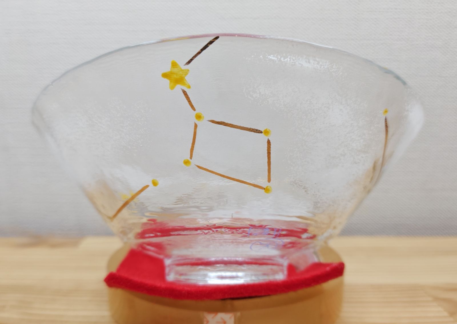 逢絢亭・新品】茶道具 茶碗 平茶碗 義山 夏の大三角形の図 工芸ガラス 