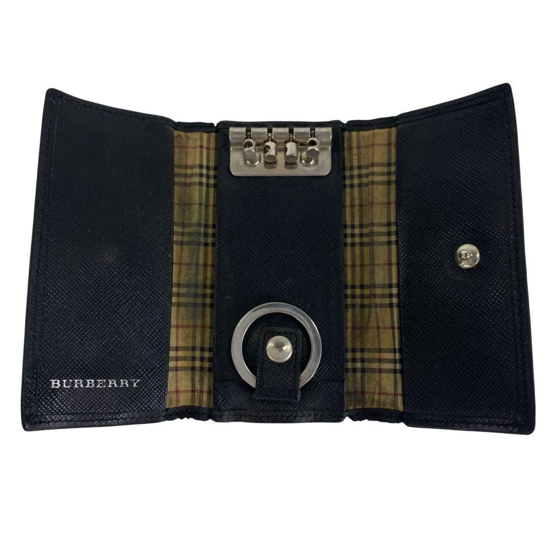 新品未使用　バーバリー　キーケース　4連　レザー　ノバチェック　黒　ブラック 楽天市場】バーバリー キーケース チェックの通販